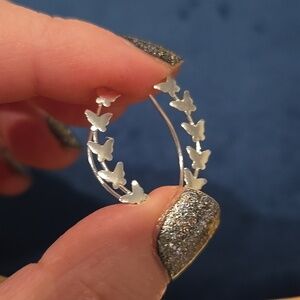 Sterling Silver Butterfly Climbing Earrings Brand New In Box